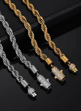 潮男麻花项链明星同款链