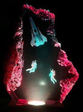 太空夜灯环氧树脂灯银河灯树脂灯宇航员火K箭送给爸爸的父亲节礼