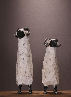 北欧简约现代客厅书房样s板房创意树脂小绵羊家居装饰品摆件礼物