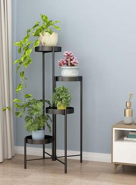 北欧风铁艺花架室内多层绿植花盆架客厅置物架阳台简约落地式花几