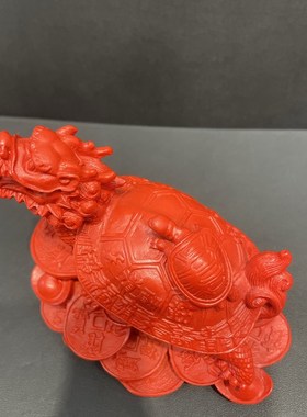 保真朱砂龙头龟子k母龟摆件母子龙龟工作家用风水真宅来米金鰲钱