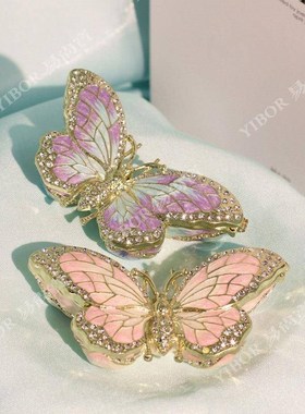 日韩创意b珐琅彩首饰盒潮流饰品收纳盒轻奢滴油蝴蝶小摆件手工艺