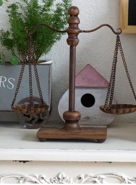 复古风做旧铁f艺天平称桌面摆件 工业风店铺天平称西洋古董装饰品