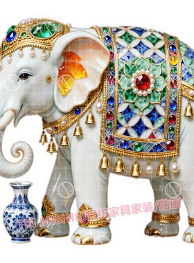 太平有象贴纸吉祥如意招财吸水象贴画客厅玄关墙贴玻璃门自粘贴花