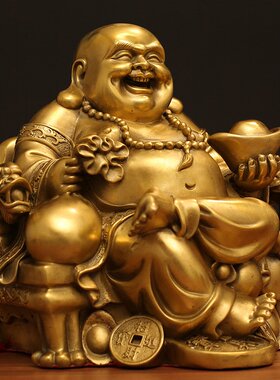 工厂直发全铜坐龙椅弥勒佛笑佛摆件工艺品开业店铺送礼办公室装饰