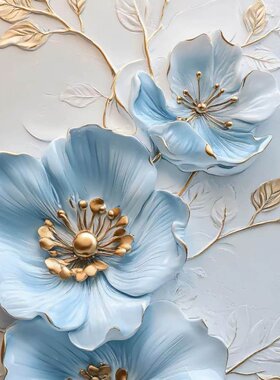 客厅玄关装饰无缝整装立体浮雕植物系列花朵3D打印UV板立体画