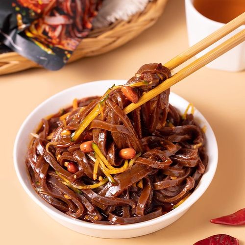 汉中城固黑米面皮405g刘丞相正宗家乡味开袋即食香辣米皮速食宿舍 - 图2