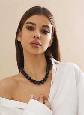 亚克力珠子项链女 欧美新潮时尚个性网红夏季旅行度假搭配锁骨链