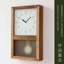 Multi-imperialist Day style retro solid wood clock hanging bell living room seat clock home Nordic log clock decoration table pendulum clock