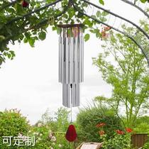 Pine Wood 27 Tubes Silver Color Bell Metal Multiple Anti Rust Wind Bells Home Outdoor Hanging Decoration Wind Bells Birthday Blessings Gift