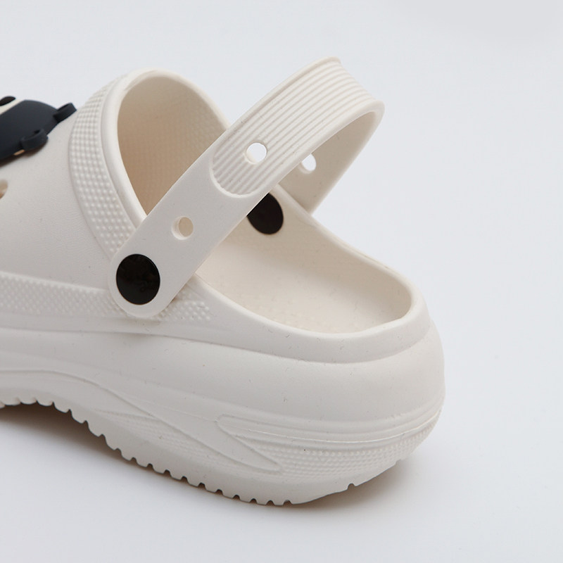 夏季防滑时尚透气厚底半拖鞋女卡通轻便灰熊高跟洞洞鞋男2025新款 - 图1