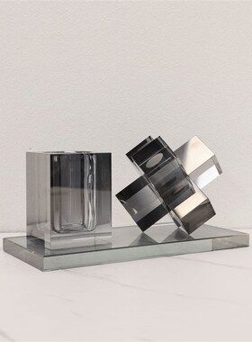 欧式轻奢时尚f水晶三件套样板房家居客厅桌面茶几电视柜工艺品摆