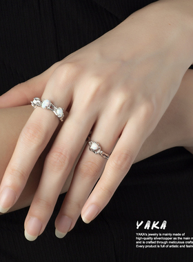 镶嵌欧泊石小众女生戒指