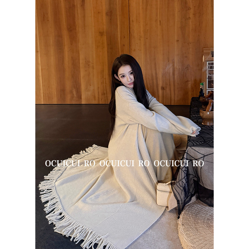 CUICUI崔崔【悄然心动】羊毛慵懒风长款浴袍大衣女气质毛呢外套秋,淘宝优惠券,粉丝福利购,淘宝优惠卷