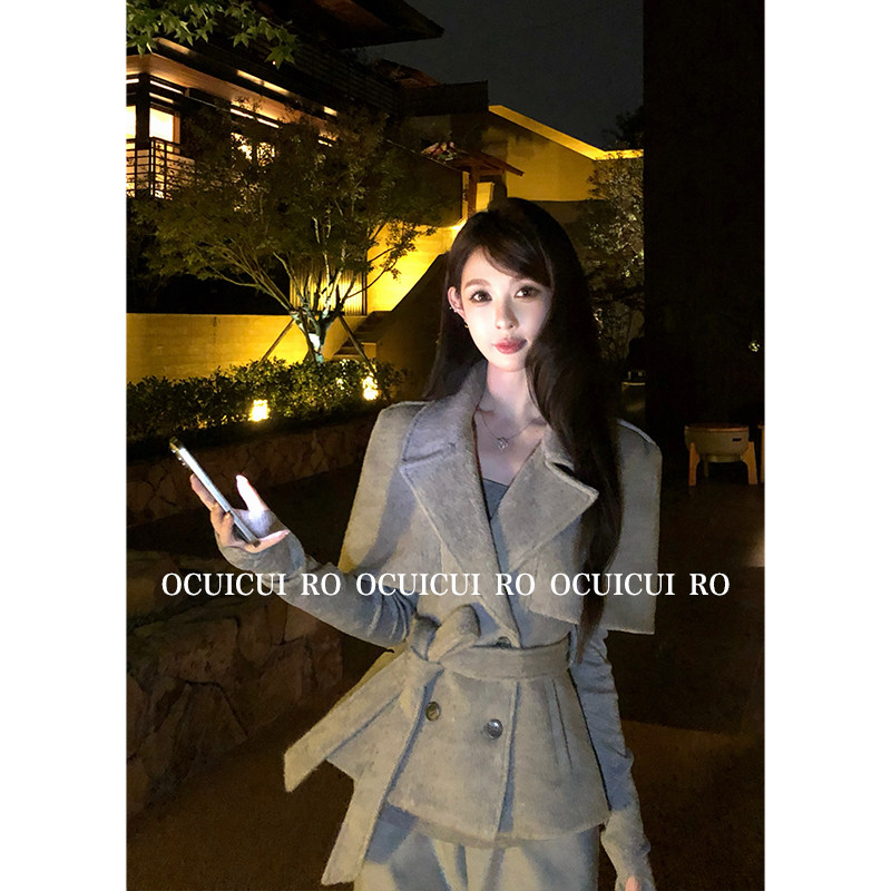 CUICUI崔崔【寻梦山茶】富家千金风灰色羊毛短款毛呢外套大衣女秋,淘宝优惠券,粉丝福利购,淘宝优惠卷