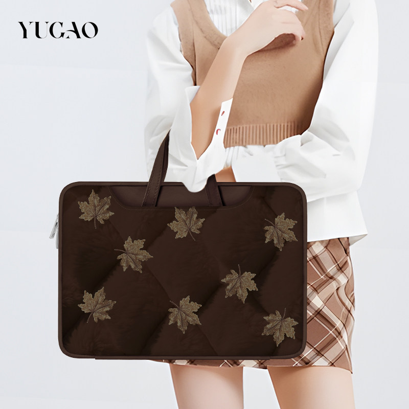 YG 原创暖棕枫叶新款笔记本重磅电脑包适用于苹果macbook15寸手提包小新air13华为matebook联想女14内胆包,淘宝优惠券,粉丝福利购,淘宝优惠卷
