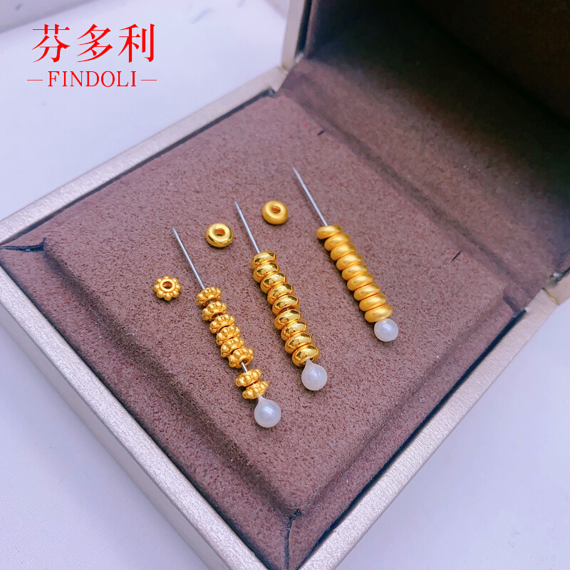 纯金999足金小隔片黄金小金圆环麻花隔珠素金DIY配件散珠手串垫片 - 图0