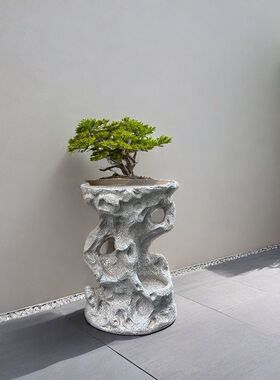 中式太湖石石墩户外庭院盆景架别墅露台花盆架绿萝多肉盆栽置物架