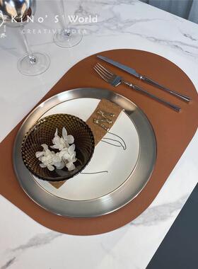 轻奢西餐具套装北欧样板房间软装样品房餐桌摆台咖色餐垫餐盘组合