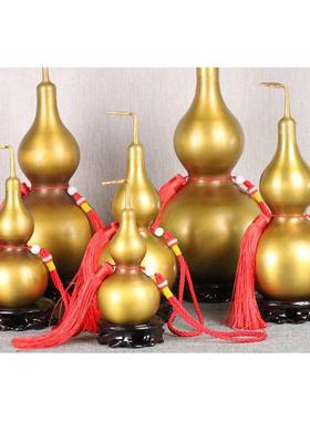 黄铜葫芦纯铜光面摆件开口空心八卦挂件现代家居桌面简约小大号