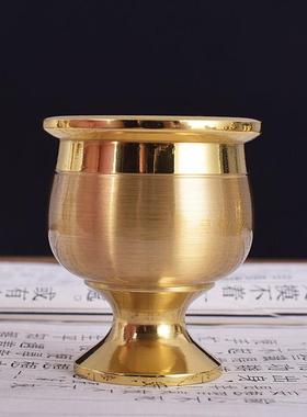 佛堂用品贡奉黄铜供水杯家用奉神供财神铜酒杯茶杯摆件一套包邮