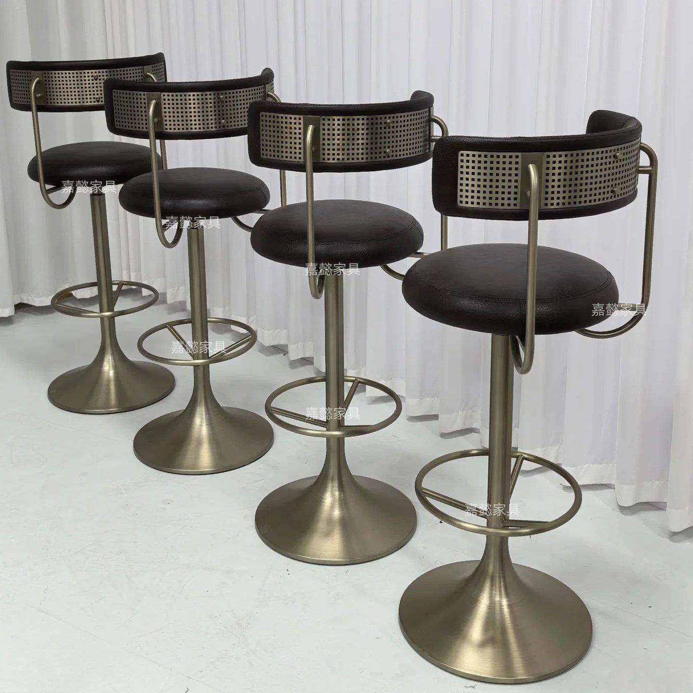 家用别墅岛台吧椅高脚凳子酒吧椅前台高脚椅设计师不锈钢旋转椅子,淘宝优惠券,粉丝福利购,淘宝优惠卷
