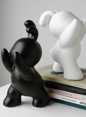 创意可子兔书摆件现代家居简约风酒柜装饰品爱摆设档书房0224推推