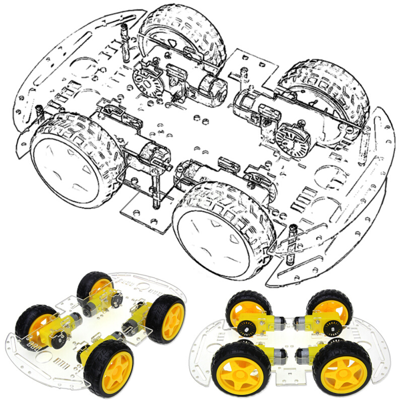 UNOR3四轮4WD智能小车码盘测速循迹避障蓝牙遥控机器人套件DIY - 图3