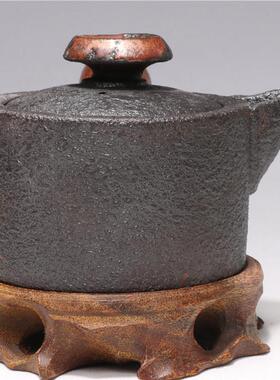 龙砂陶销售宜兴紫砂粗陶仿铁壶泡茶器200毫升制作