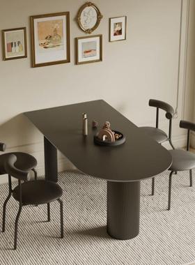 耐用奶油风岩板桌椅组合现代简约餐桌家用小户型开放式厨房吃饭桌