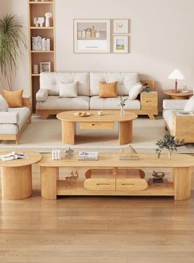 日式实木储物沙发小户型客厅原木奶油风可拆洗云朵布艺木沙发组合