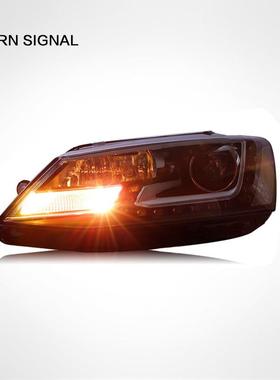 适用于12-18款新速腾大灯总成改装高配LED日行灯双光透镜氙气大灯