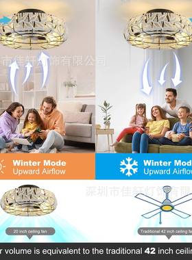 新款吸顶卧室风扇灯吊扇灯客厅北欧带电扇餐厅一体