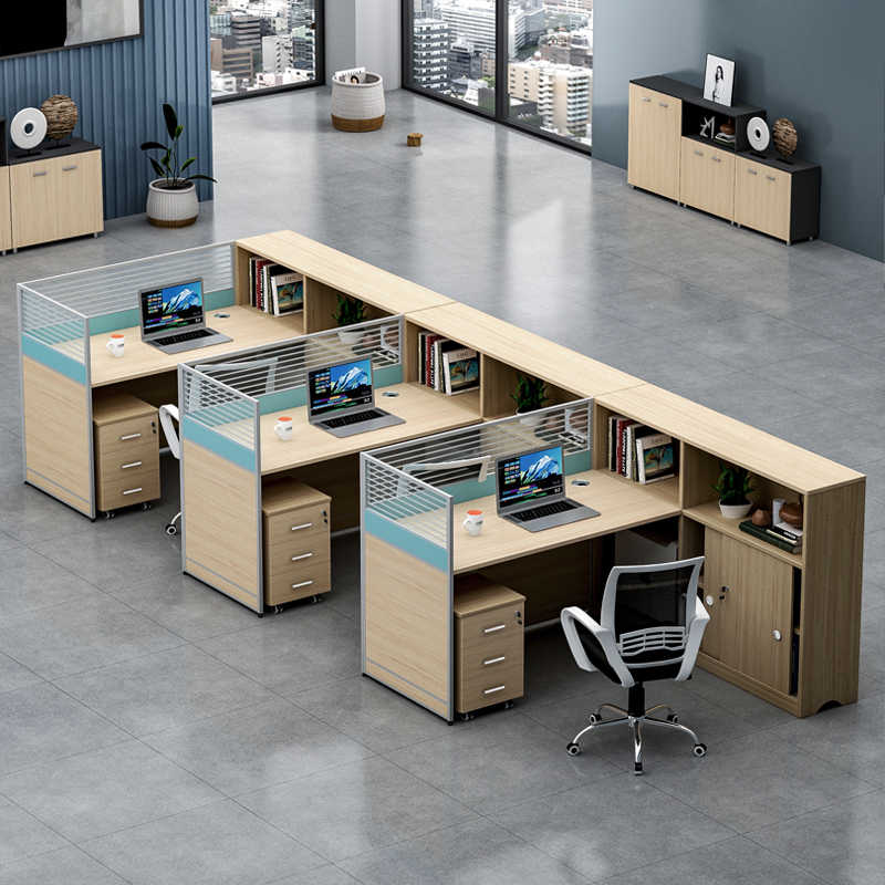 财务办公桌两人位员工职员办公室家具屏风挡板四人位办公桌椅组合 - 图1