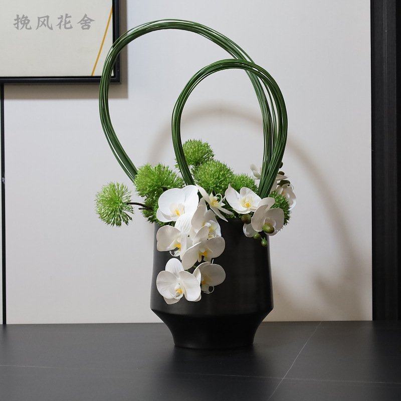 新中式酒店大厅高端仿真花艺摆件玄关摆花桌面摆放花卉装饰蝴蝶兰,淘宝优惠券,粉丝福利购,淘宝优惠卷