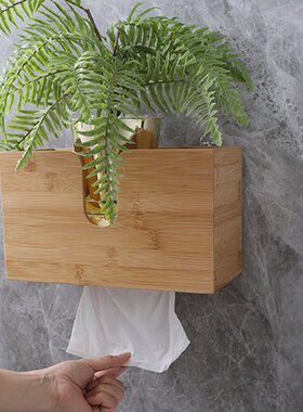 现货竹制纸巾盒餐厅创意竹木制巾抽纸盒家用厨房客厅挂壁式纸巾架