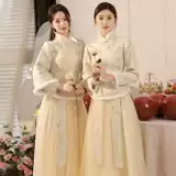 Утепленное платье подружки невесты, удерживающий тепло лонгслив, китайский стиль, для подружки невесты, изысканный стиль