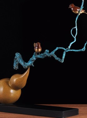 彩铜葫芦摆件f喜事连连福禄连枝风水招财摆设家居客厅电视柜装饰