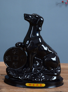 陶瓷十二生肖公鸡摆件家居工艺品大号黑H色鸡招财风水摆设家居饰