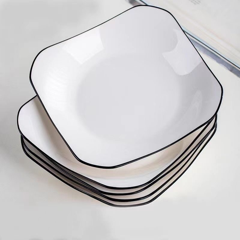 方盘子家用四方形极简凉菜盘子ins高颜值碟子ins风现代如意盘圆盘