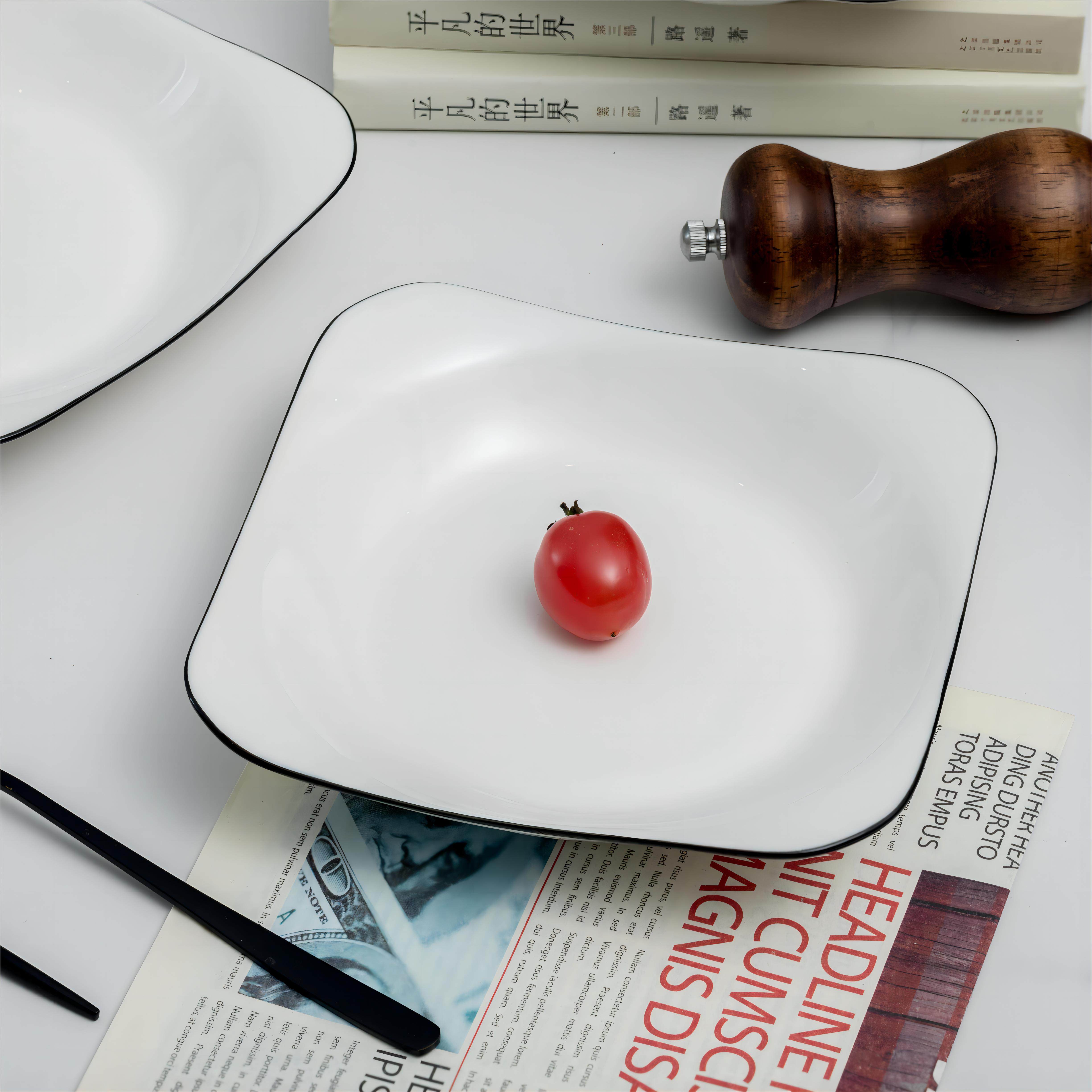 方盘子家用四方形极简凉菜盘子ins高颜值碟子ins风现代如意盘圆盘