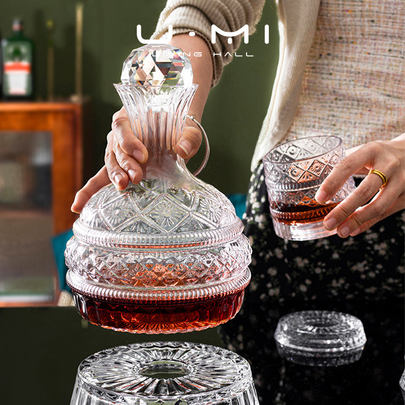 U Mi LIVING·资始|威士忌酒杯设计感洋酒杯醒酒器带底座转转杯,淘宝优惠券,粉丝福利购,淘宝优惠卷