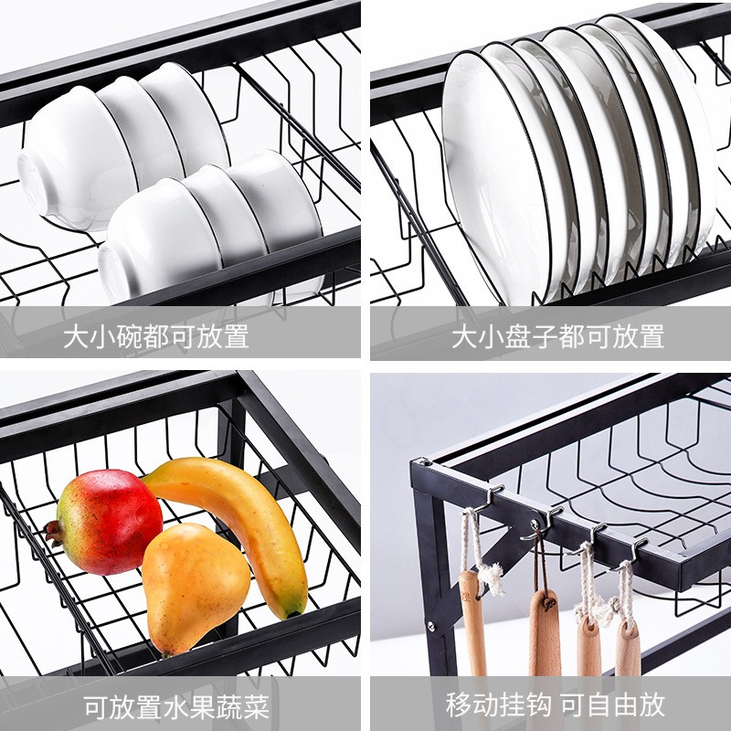 不锈钢烤漆厨房置物架水槽洗碗池沥水架水池放碗碟收纳架沥水碗架 - 图1