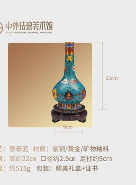 中外珐琅美术馆直径瓶景泰蓝花瓶铜摆件珐琅招财收藏国风节日礼品