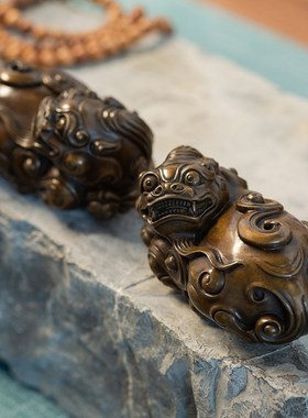 铜之魂貔貅摆件一对新中式书房文房用品镇纸办公桌茶盘茶宠装饰品