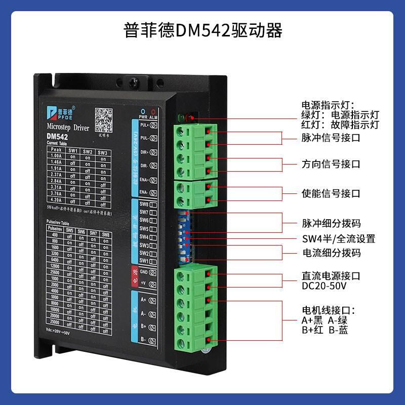 普菲德数字式DM542驱动器42 57 86步进电机驱动器 4.2A 25600细分 - 图2