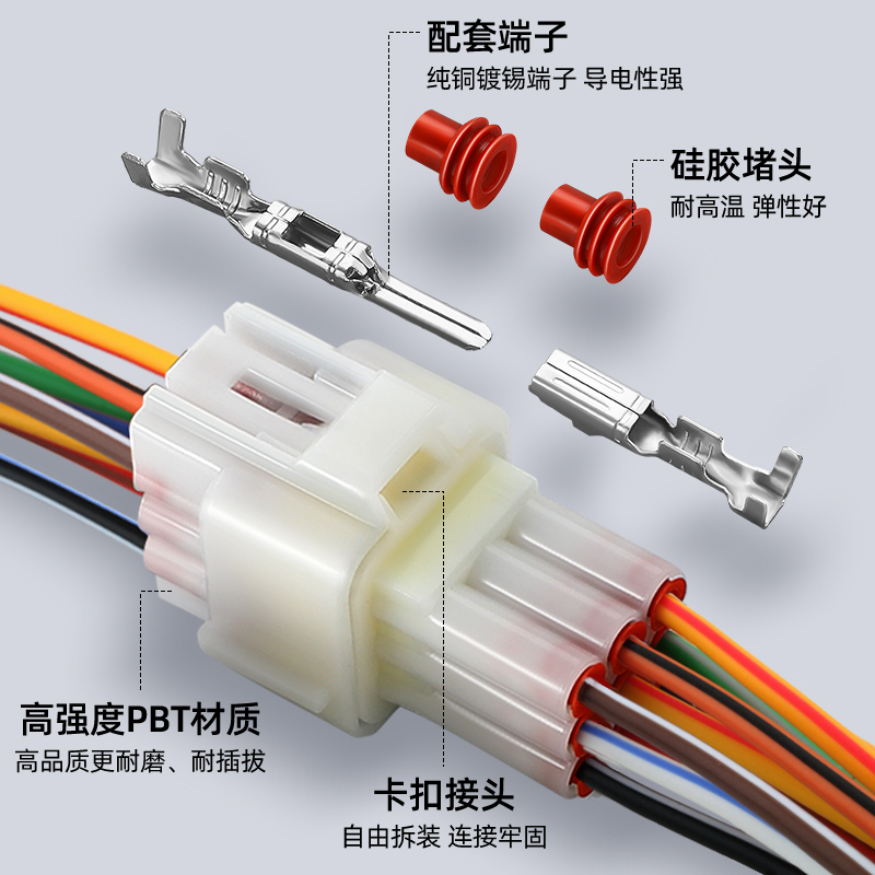 2.3汽车防水插头FW-C-9M/F-B霍尔线束对插头9孔DJ7091Y-2.3-11/21-图0