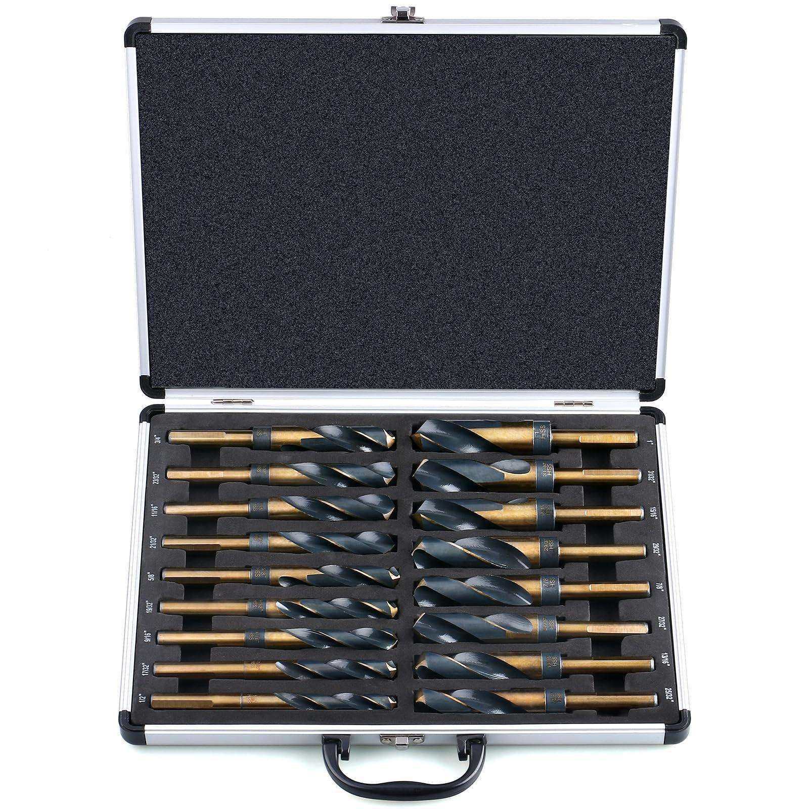 8pcs英制等柄麻花钻金属开孔工具套装金属开孔麻花钻黑黄小柄钻头 - 图0