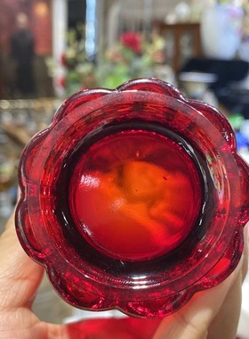 美国大萧条时期y中古宝石红果汁杯