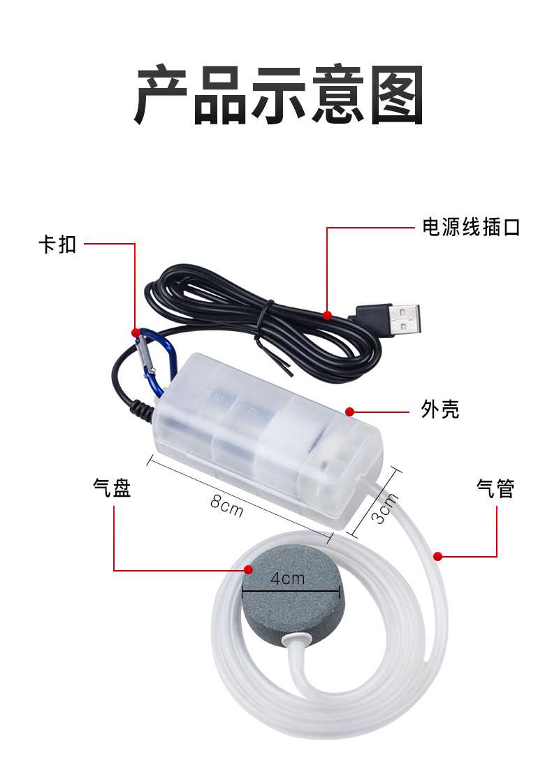 USB车载养鱼氧气泵鱼缸家用小型超静音便携增氧泵充电钓鱼打氧机-图2